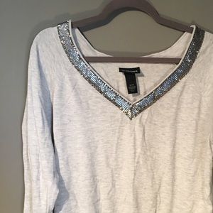 Sweater with metal geometric trim